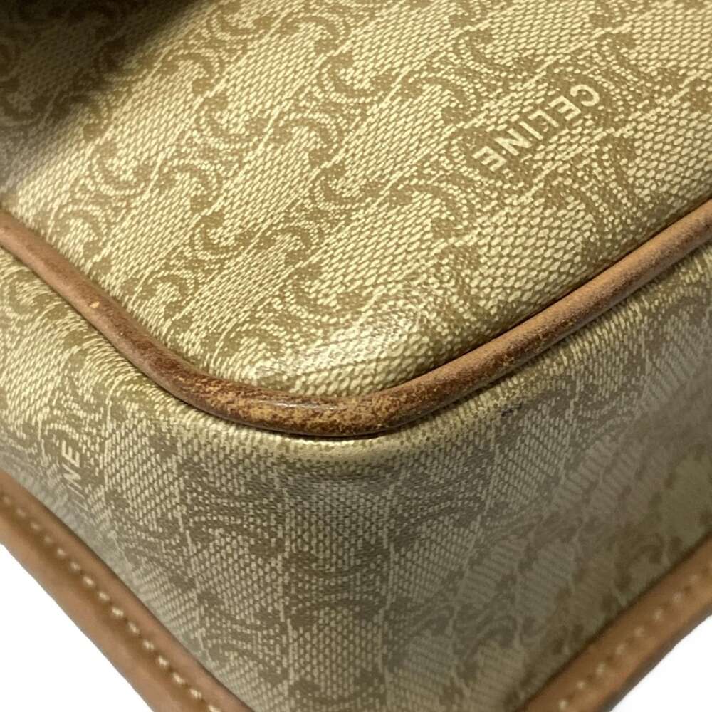 Celine Circle Logo/Macadam Shoulder Bag Khaki Cream Light Brown PVC Leather - Picture 6 of 11